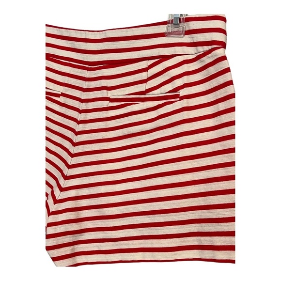 J. CREW RED AND WHITE STRIPED PLEATED SHORTS COTTON LINEN POCKETS SIZE 8 - Picture 4 of 8